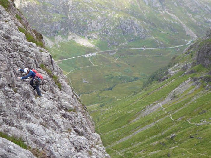 Descending from the Long Crack, Weeping Wall, Aonach Dubh in Glencoe. A couple of summers agoa we completed the C