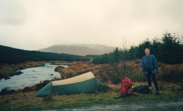  Galloway Hills in January 1989, camping by the River Dee.