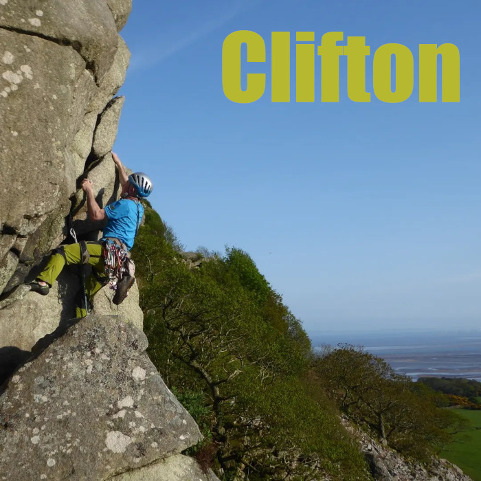 Rock climbing routes at Clifton Crag, Kirkcudbrightshire