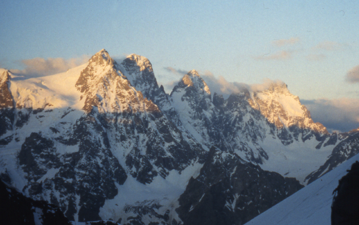 The second highest peak, Pelvoux, from the east just after sunrise.