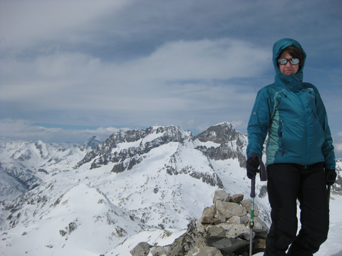 On the summit of the Pene d'Aragon in the Marcadau valley,  French Pyrenees. 