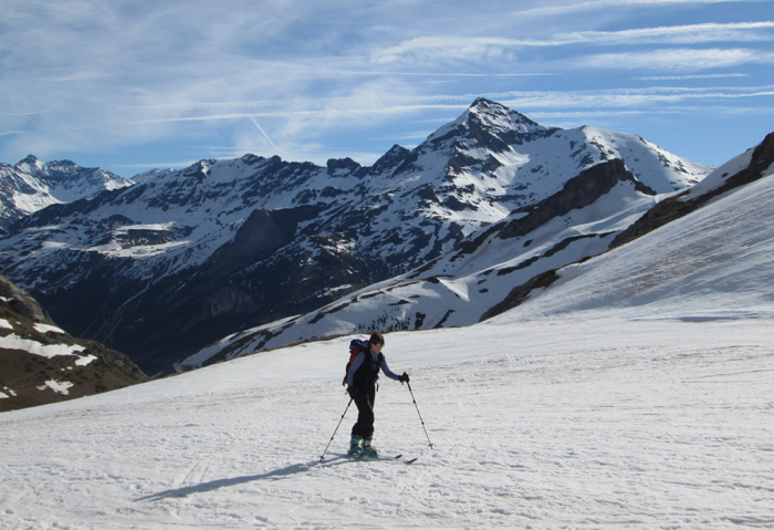 Skinning on Pimene, French Pyrenees. 