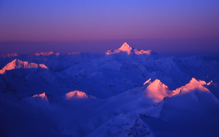 Sunrise over the Svanetian ranges, Georgia.