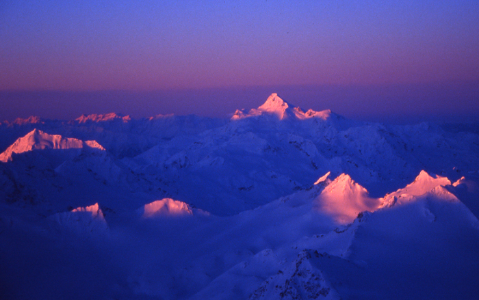 Sunrise over the Svanetian ranges, Georgia.