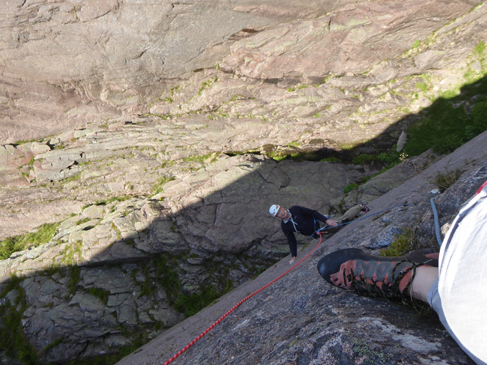 On pitch one of Teh talisman, our second last route, climbed in August 2022. 