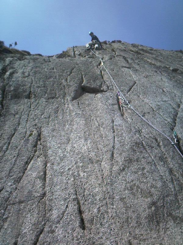 John Biggar on the first ascent of "Faith in Flares, E1 5b"