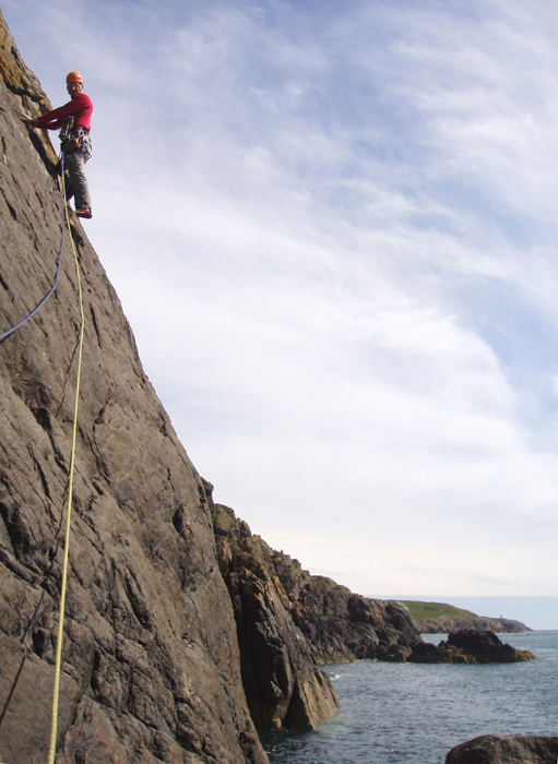 Climbing Stingray on the main slab at Laggantalluch