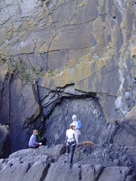 Gearing up beneath Limehouse Blues cliff. 