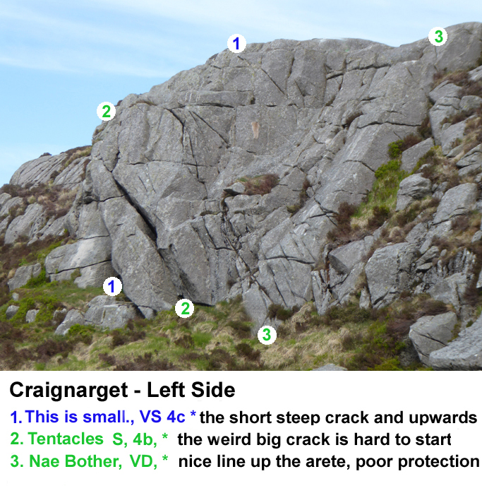 Rock climbing routes at Shiel Hill