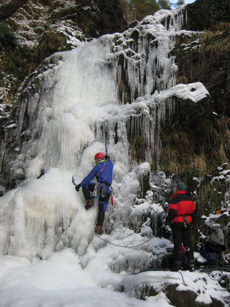 Ice climbing  on the Galloway Grey Mares Tail