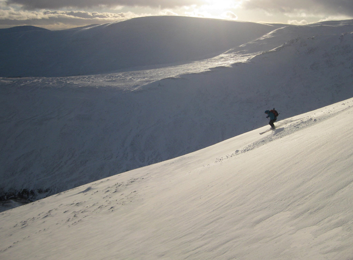 Descending the south slopes of The Cairnwell, Glenshee. 