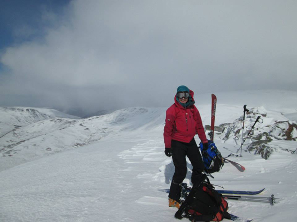 The summit of Creag Leacach on a windy day.