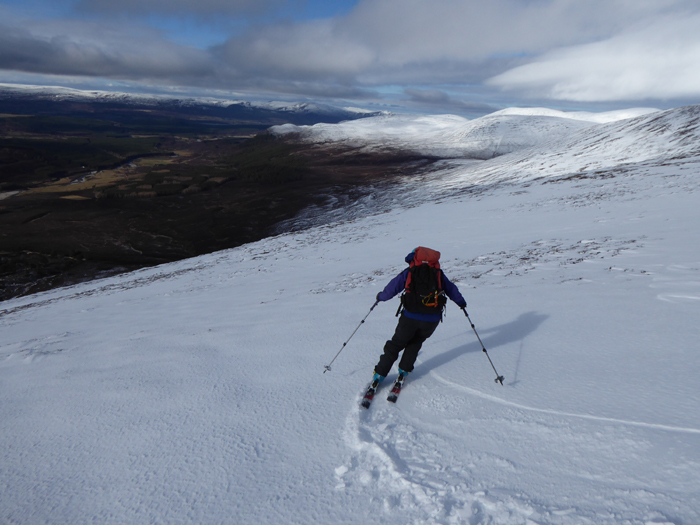 Skiing down Mullach Clach a'Bhlair above Glenfeshie. 