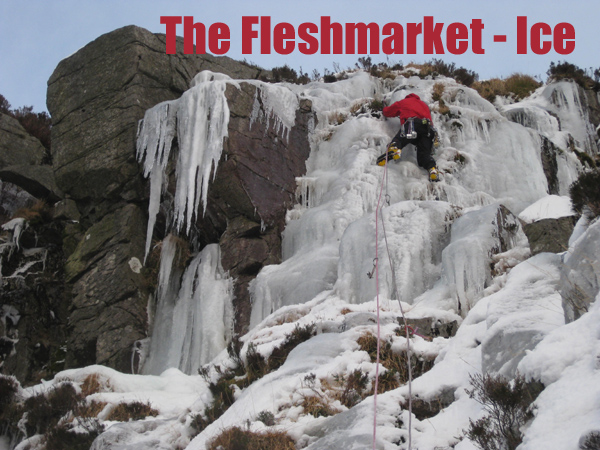 Pictured above is Stephen Reid on the first ascent of a short 30m icefall near the left hand end in January 2010.