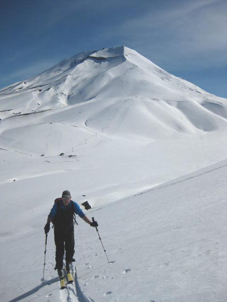 Volcan Lonquimay in the Andean Lake District of Chile, taken from the nearby peak of Cautin.