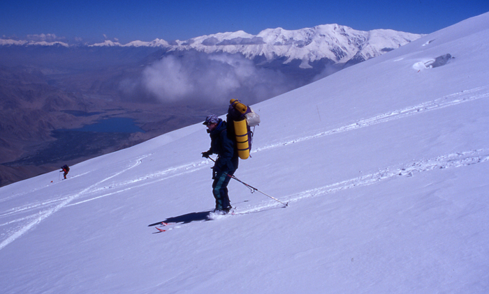 Skiing down from the high camp at 6800m the day after out summit day.