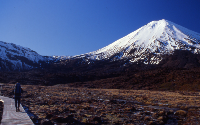 The long walk in to Ngaurahoe volcano form the road end near the Whakapapa ski resort.
