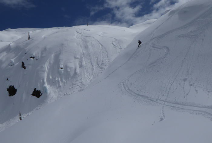 Steep skiing above Rogers Pass.